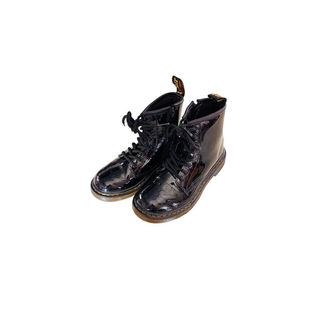 Dr. Martens Luana Black Patent Lace-Up Combat Boots Youth Size1